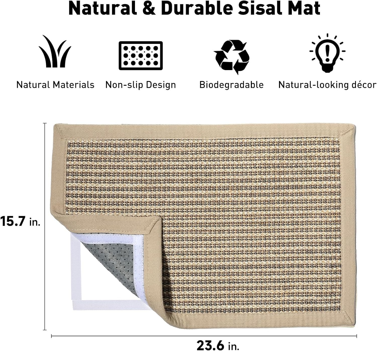 Cat Scratcher Mat, 40 X 60 CM Natural Sisal Cat Scratch Mats, Horizontal Cat Floor Scratching Pad Rug, Protect Carpets and Sofas image number 4