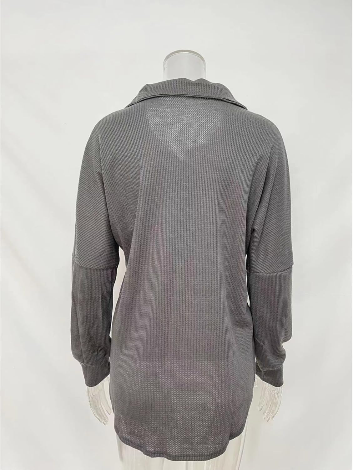 Women&rsquo;S Waffle Knit Shacket Jacket Casual Long Sleeve Blouses with Pocket Button down Shirts Dressy image number 4