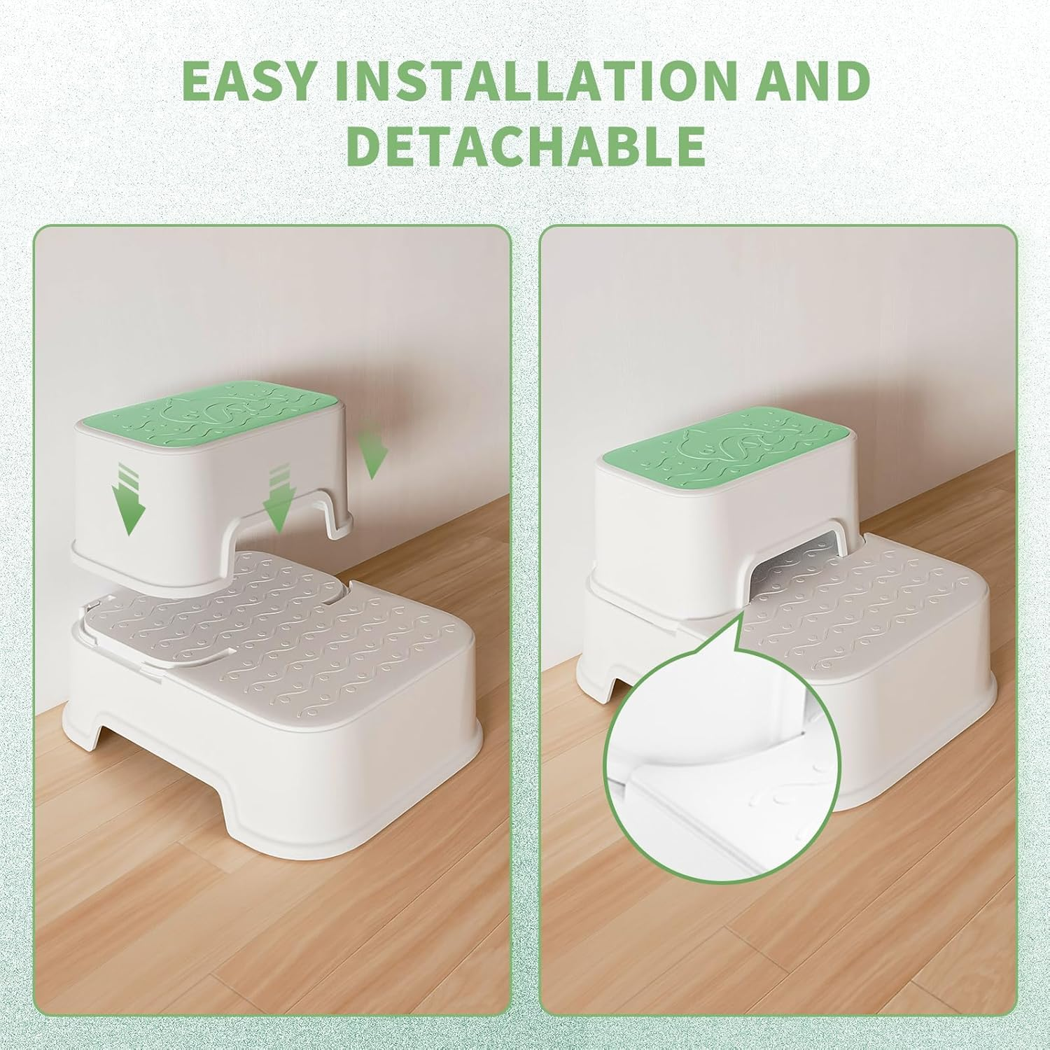 Mangohood Step Stools for Kids - Double up Toddlers Stool Multifunctional Toilet Stepping Stool for Kids Anti-Slip Step Stool for Bathroom Sink, Potty Training, Kitchen (Green-1Pack)