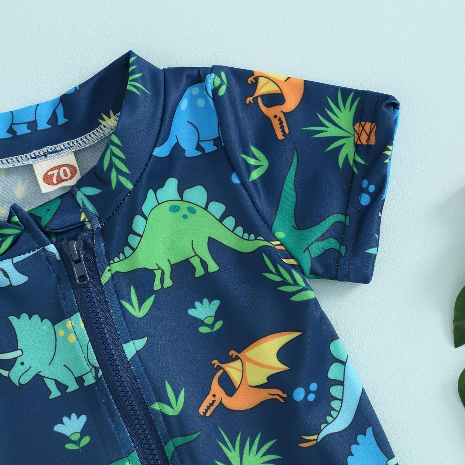 Baby Boy Swimsuits Short Sleeve One Piece Beach Swimwear Zipper Rash Guard Toddler Infant Bathing Suits image number 6