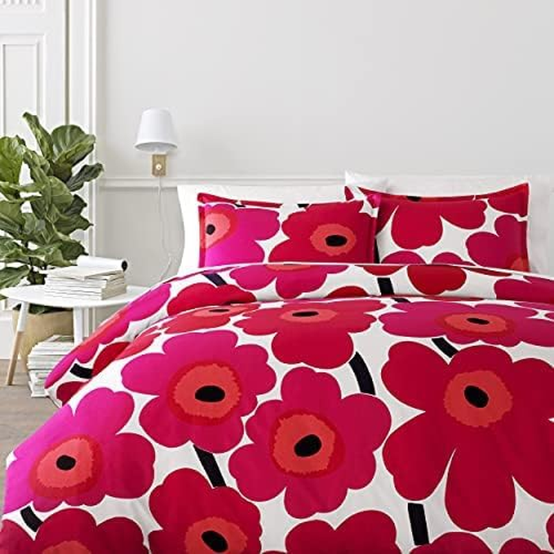 Marimekko - Queen Duvet Cover Set, Cotton Bedding with Matching Shams & Botton Closure, All Season Home Decor (Unikko Red, Queen) image number 2