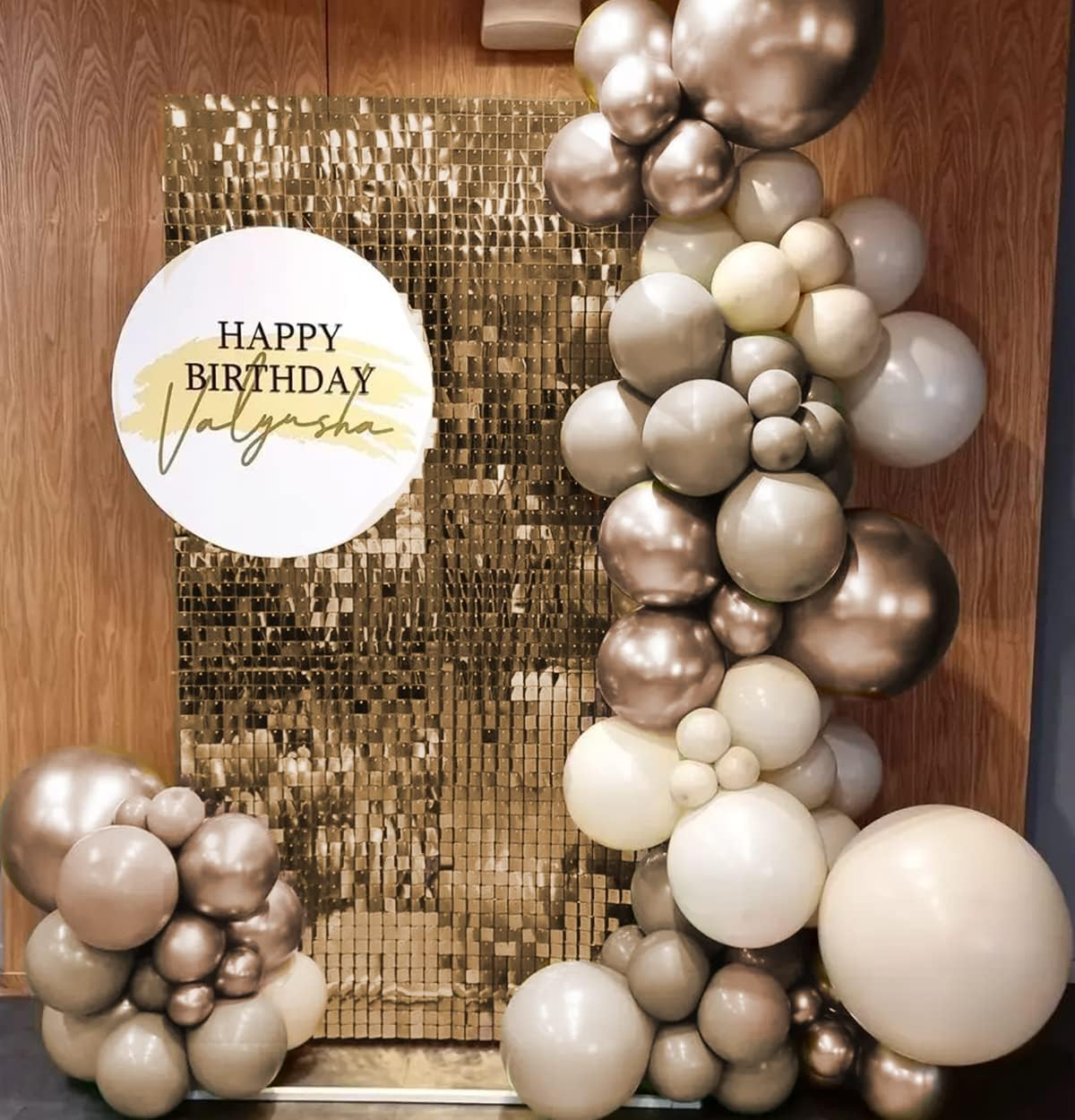 Boho Balloon Garland, 115PCS Beige Balloons Neutral Balloon Arch Kit with Champagne Balloon White Sand Double Stuffed Balloons for Birthday Party Wedding Bridal Shower Decorations (Beige) image number 6