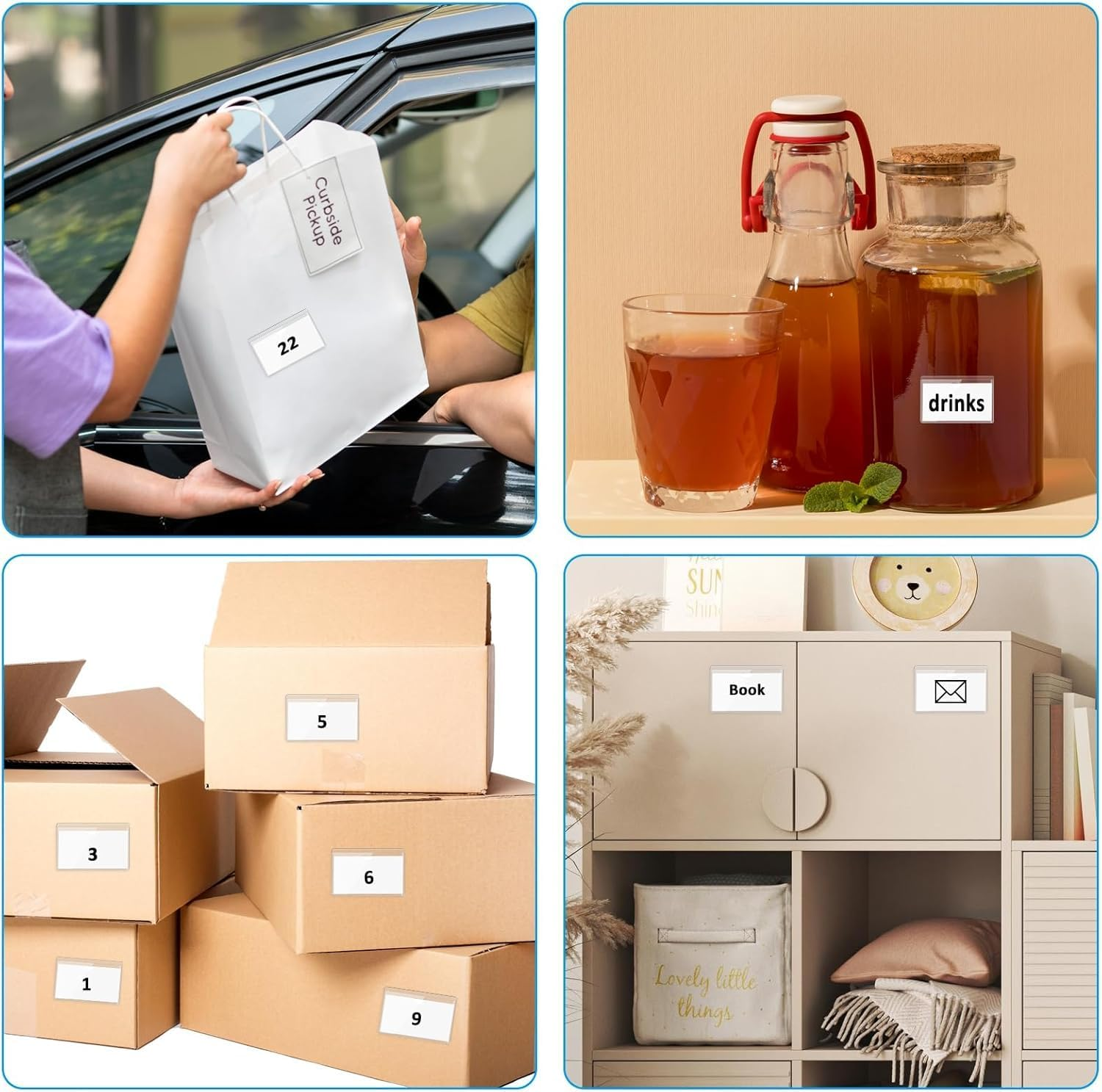 30Pcs Self Adhesive Index Card Pockets Sleeves,Self-Adhesive Index Card Pockets,Self-Adhesive Label Holder Card Pockets Label Holder Clear Library Card Holders for Home Office School Classroom