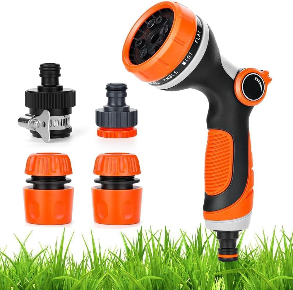 MLUOTALY Garden Hose Spray Nozzle, 10 Adjustable Patterns Garden Hose Pipe Spray Set, Garden Spray Nozzle for Watering Lawn Car Washing Pet Bathing Sidewalk Cleaning image number 1