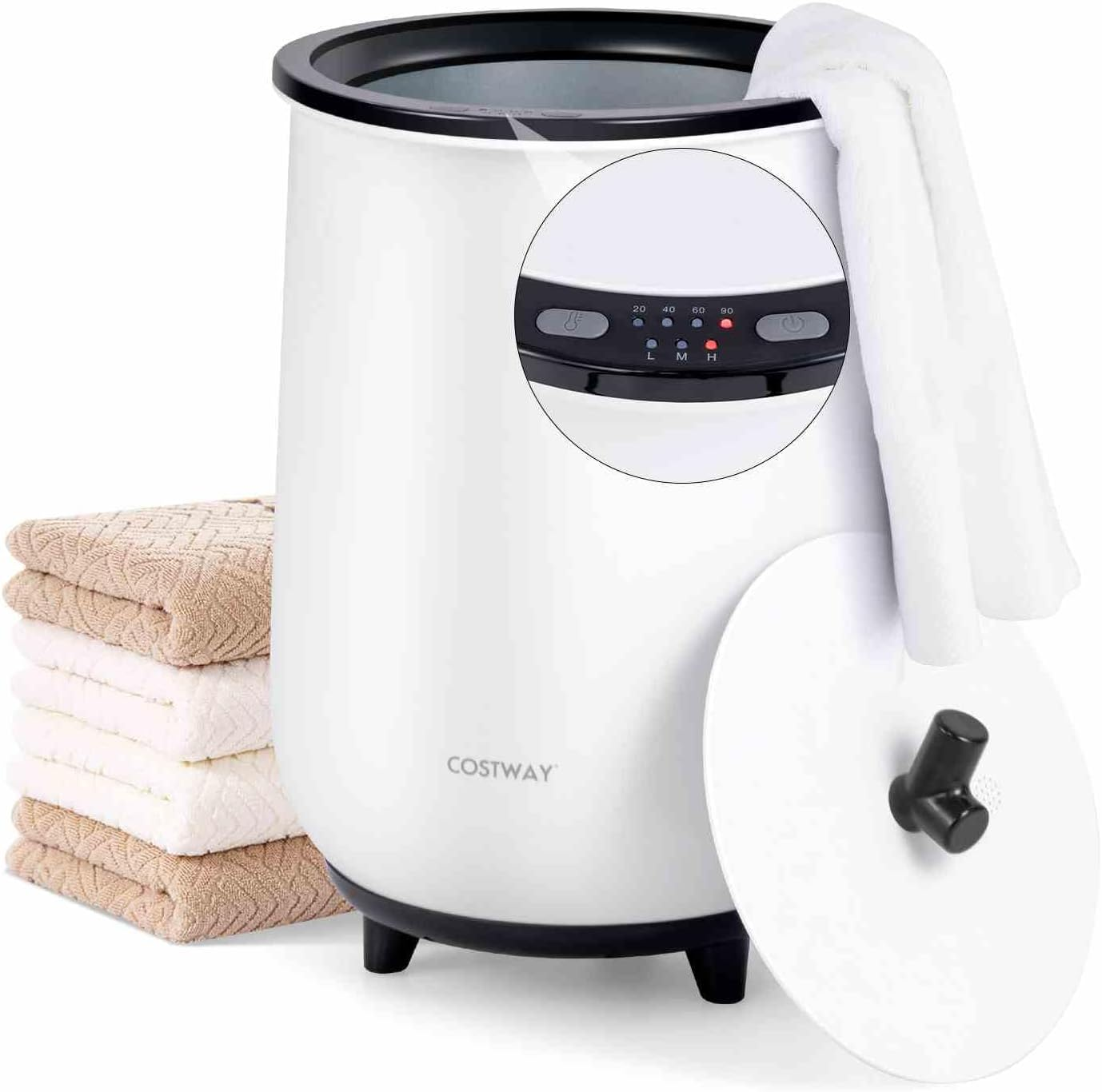 Costway Towel Warmer Bucket, 23L Large Luxury Bucket-Style Towel Warmer W/Fragrant Disc Holder, ETL Certified Bath Towel Warmer W/ 3-Level Heating, 20/40/60/90 Min Timer & Auto Shut Off