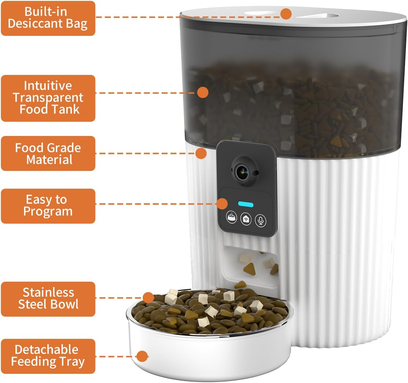 Arasyleon 6L Smart Wifi Pet Feeder with 1080P Camera - Automatic Cat & Dog Food Dispenser with Night Vision & Two-Way Audio image number 1