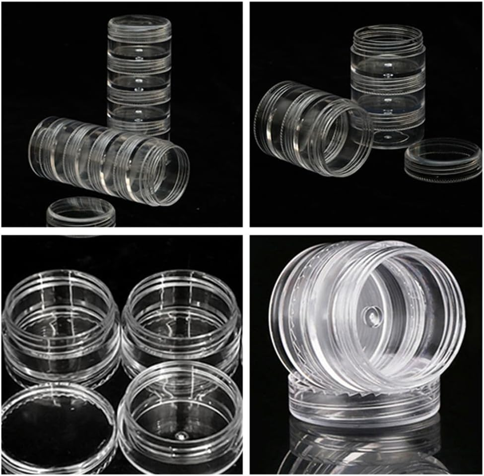 Small Stackable Containers, round Stackable Containers,Stackable round Plastic Bead Storage Jars Cuicanfla 6 Set 6 Layer Clear Stackable Jars round Container,Stackable round Plastic Containers image number 2