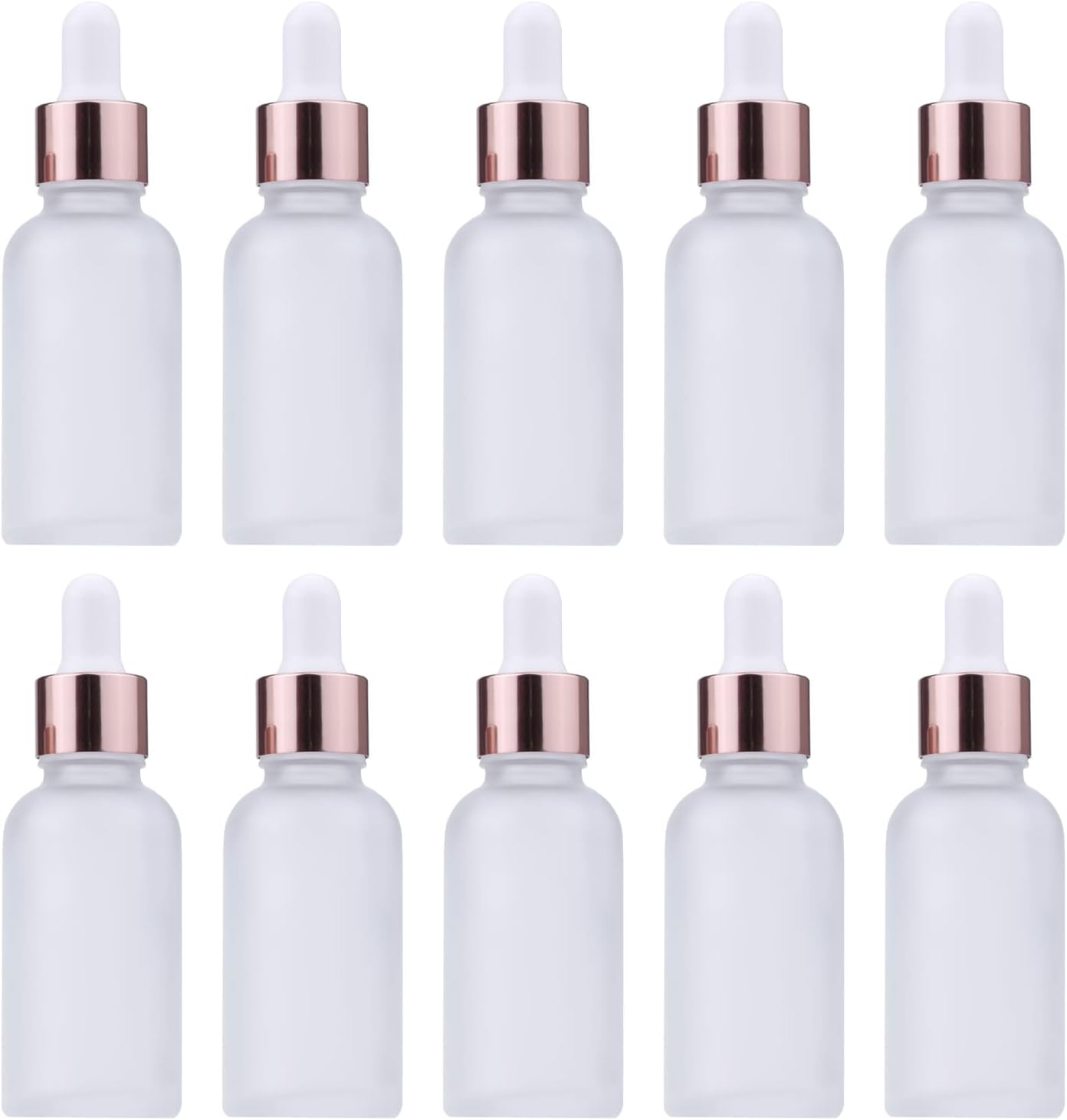 10 Pack, 1Oz Glass Dropper Bottle, 30Ml Frosted Essential Oils Bottle with Rose Gold Cap, Tincture Bottles, Leakproof (White) image number 3