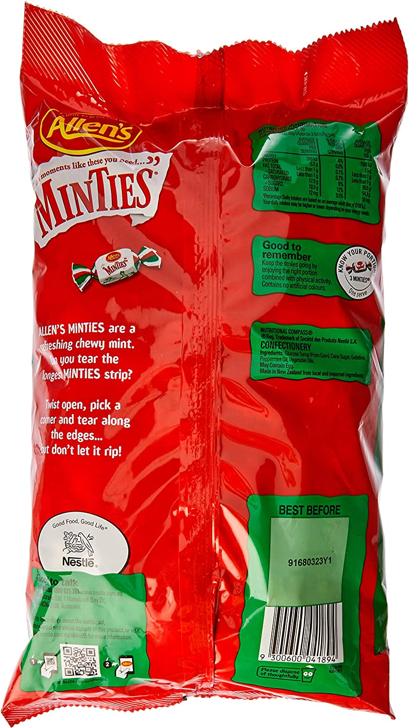 Allens Minties Chewy Bulk Bag Lollies, 1Kg - 21.1 X 5.8 X 31.7 Centimeter image number 4