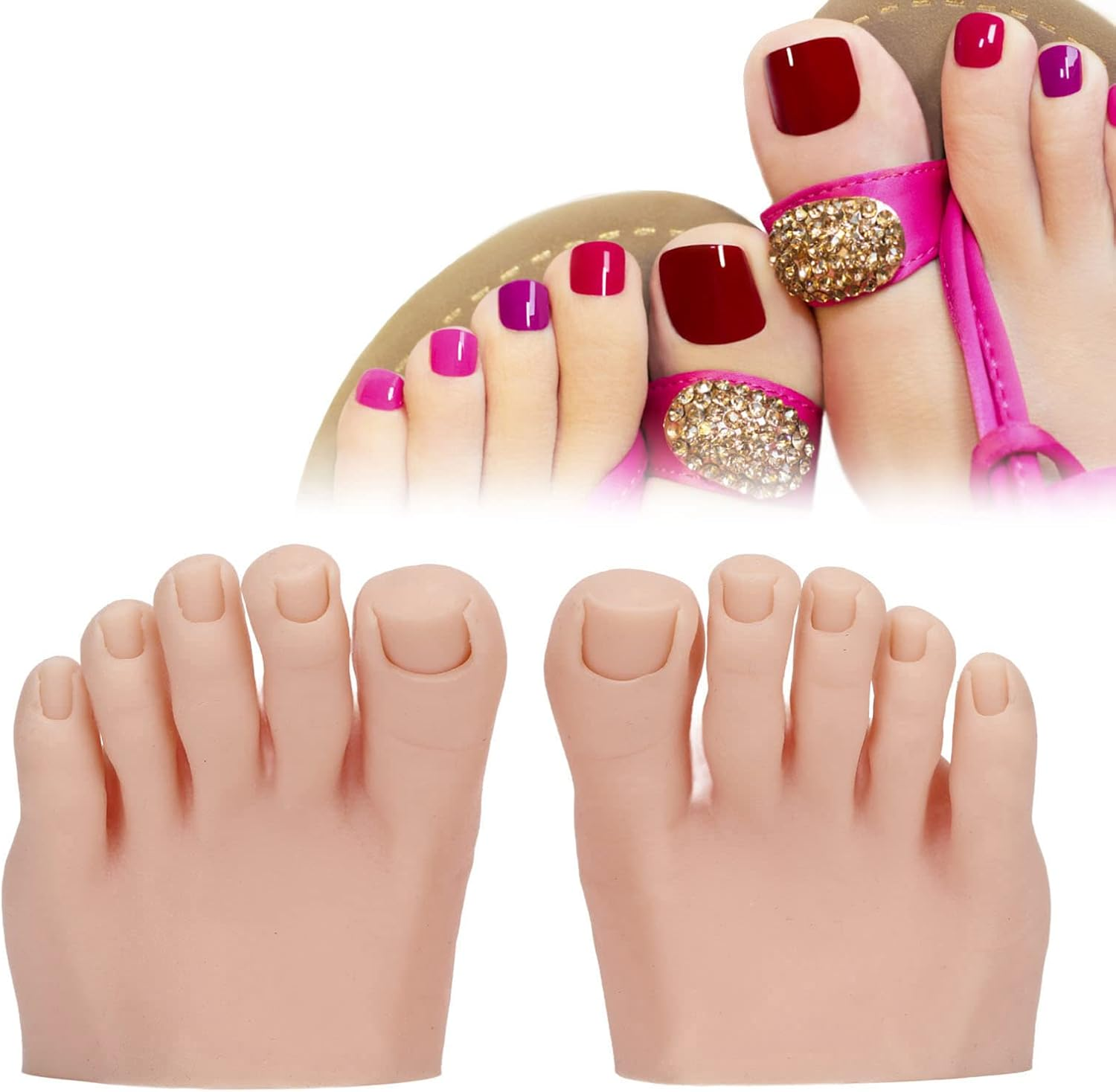 Practice Fake Foot Model, Nail Practice Training Foot Half Foot Model with Toes, 1 Pair Flexible Soft Silicone Prosthetic Manicure Tool for Acrylic Nails Tips Art Training Display (Medium Skin Color) image number 6