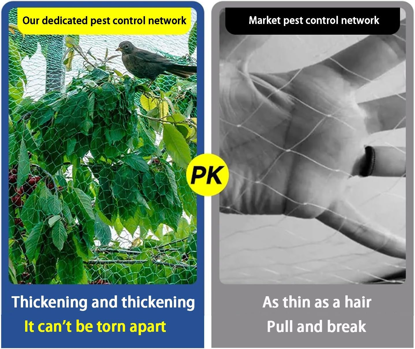 Garden Anti-Bird Net Strap 50 Nylon Cable Ties 6X10M（20X33 Feet ）,Plant Cover Net, Anti-Bird Net, Poultry Net, for Protecting Vegetables, Fruits and Plants (20&times;33 Ft)