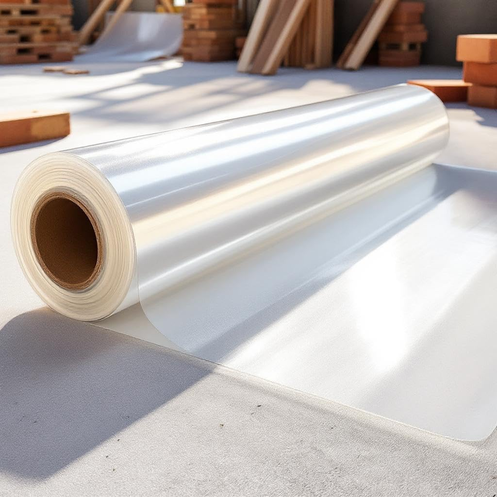 Multi-Purpose Builders Film Clear Polypropylene Plastic Sheeting Roll 2M X 100M X 100Um Ideal for Plastic Mulch Weed Barriers Moisture Protection Heavy-Duty 1 Roll (2M X 50M X 200Um) image number 2