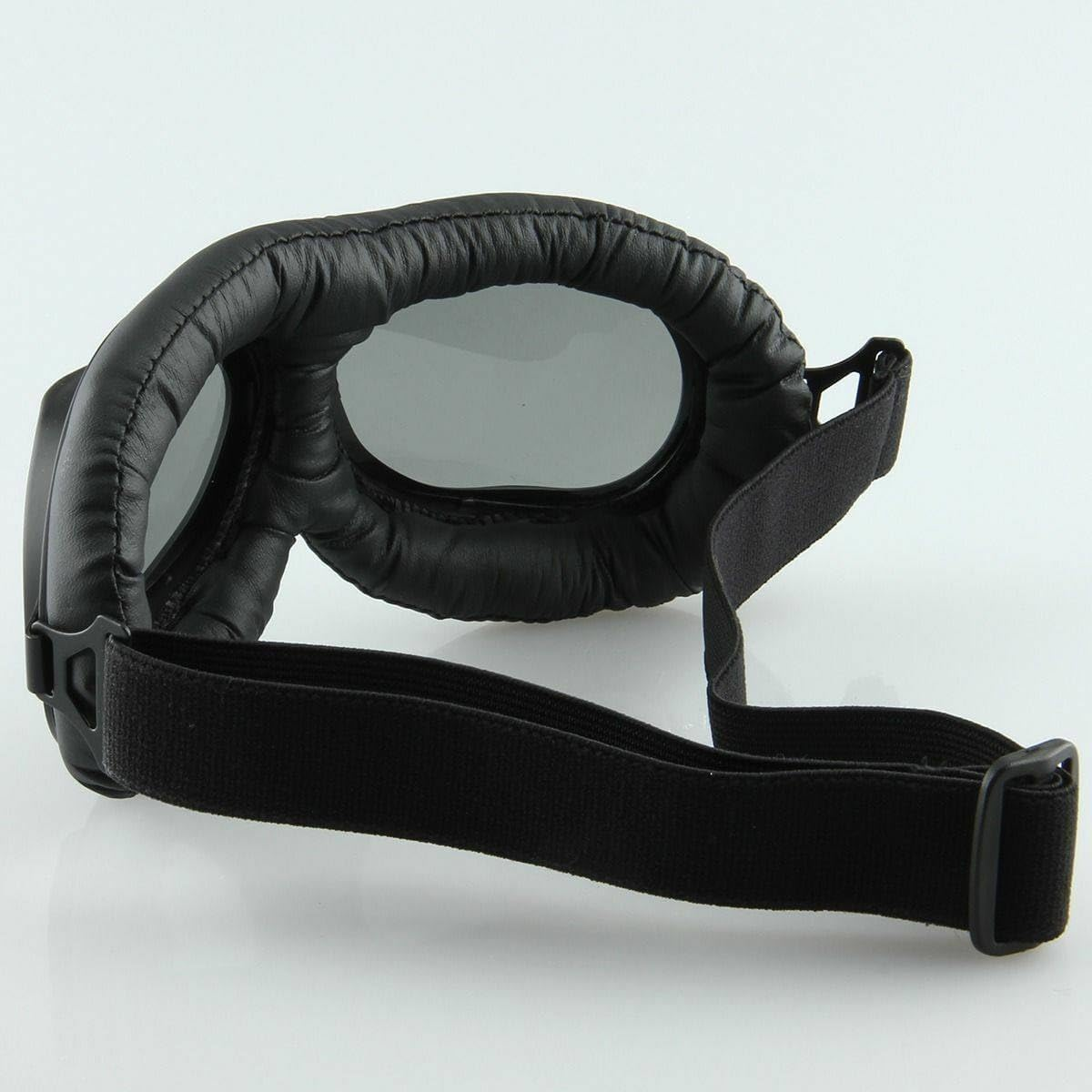 TDR Retro Vintage Motorcycle Goggles Aviator Pilot Eyewear Windproof Adjustable UV Protection anti Fog Clear Lens Black Frame Adults Teens image number 5