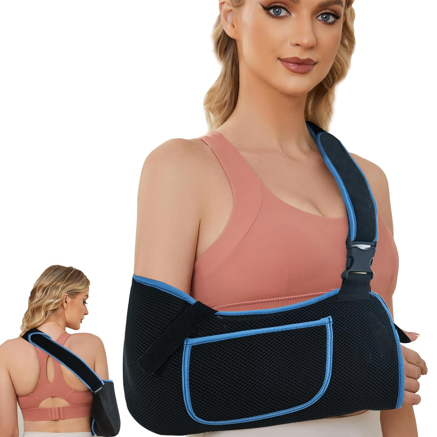 Arm Sling Shoulder Immobilizer - Rotator Cuff Support Brace - Comfortable Medical Sling for Shoulder Injury,Left and Right Arm,Men and Women,For Broken,Dislocated,Fracture,Strain image number 5