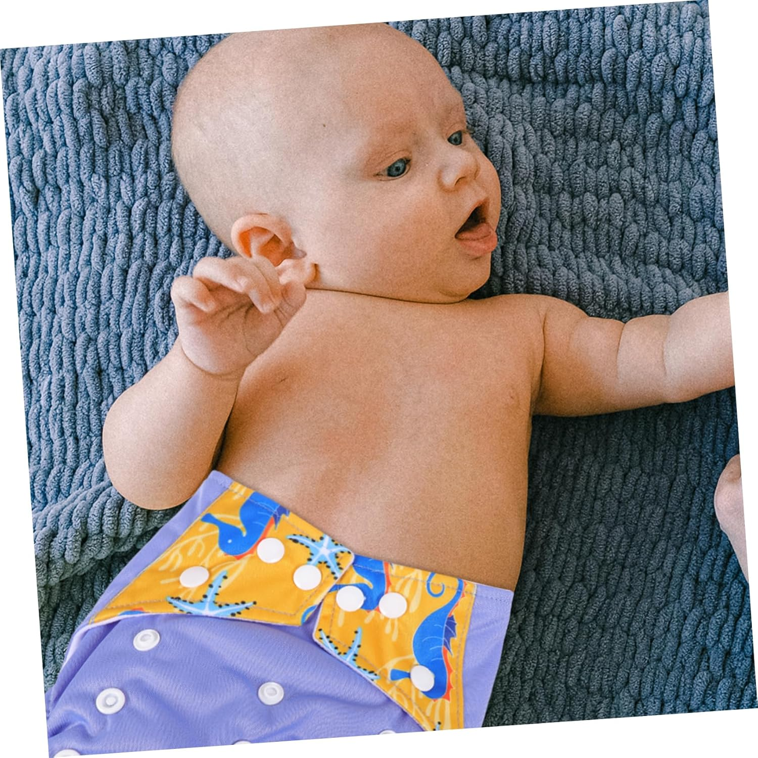 GARVALON 3Pcs Adjustable Absorbent Newborn Nappies for Boys Girls Cloth Diapers Soft Leg Frame for Birthday