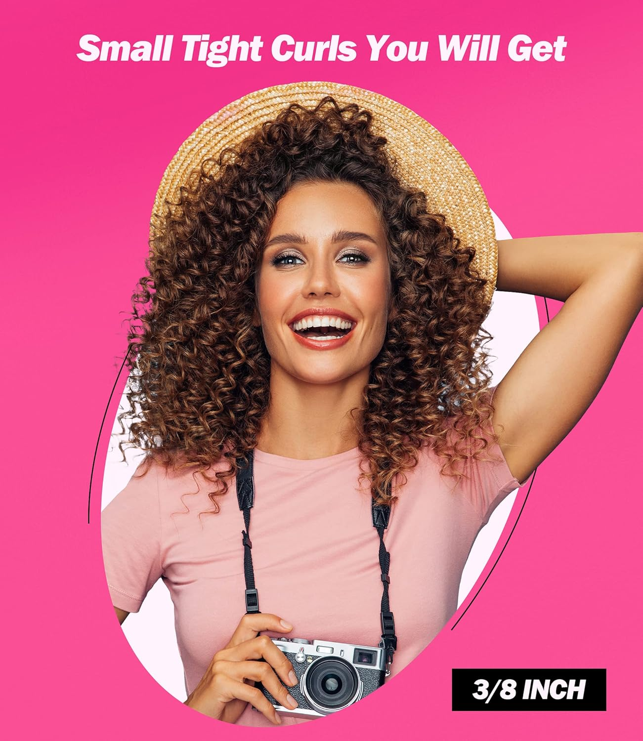 FARERY Small Curling Wand, 3/8 Inch Curling Iron for Short & Long Hair, Ceramic Small Barrel Curling Iron with Argan Oil & Keratin Infused, 30S Fast Heat Up, 12 Adjustable Temperature, Glove Included image number 4