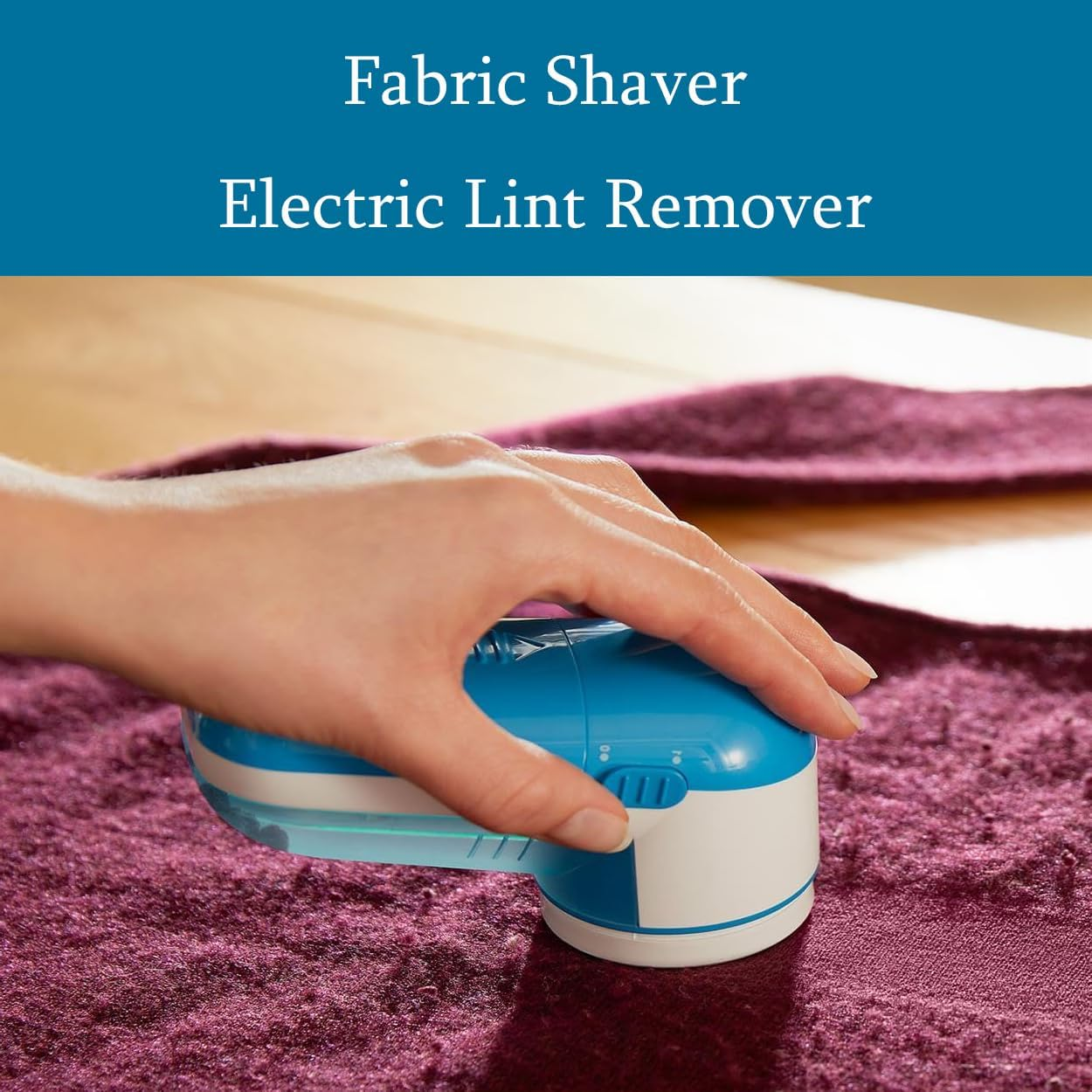 LEIAOLY Fabric Shaver and Lint Remover, Sweater Defuzzer with 2 Replaceable Stainless Steel Blades,Usb Rechargeable,Electric Lint Shaver with 6-Leaf Blades Remove Clothes Fuzz, Lint Balls, Pills - Blue image number 2