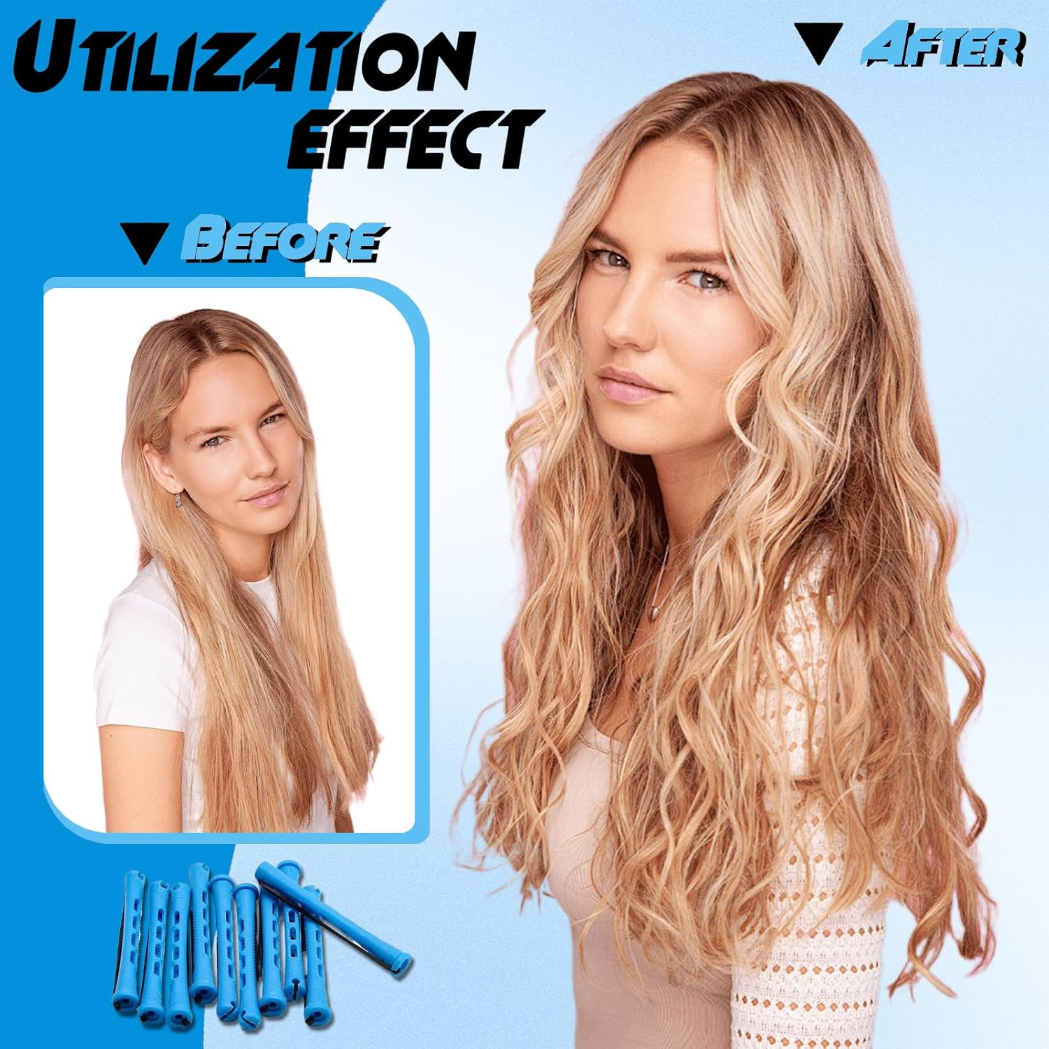 Hair Noodle Perm Set Complete - with Perm Winder, Overnight Curls Hair Roller, Lace Paper Perm & Perm Liquid - Perfect for Small Curls Overnight image number 1