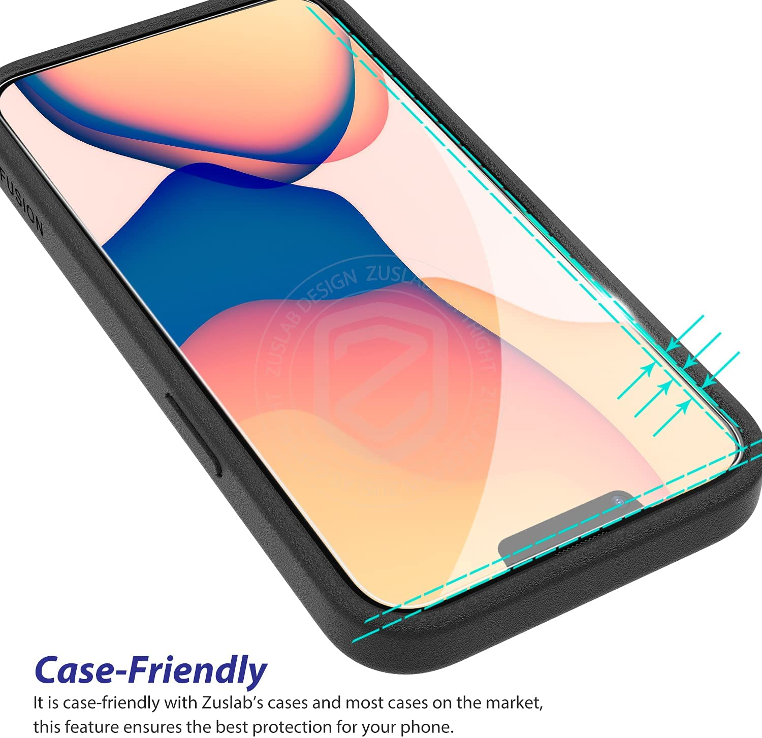 [2 Pack] ZUSLAB Screen Protector for Apple Iphone 16E / 14/13 Pro / 13 Tempered Glass Film Case Friendly 9H Hardness - Clear image number 6