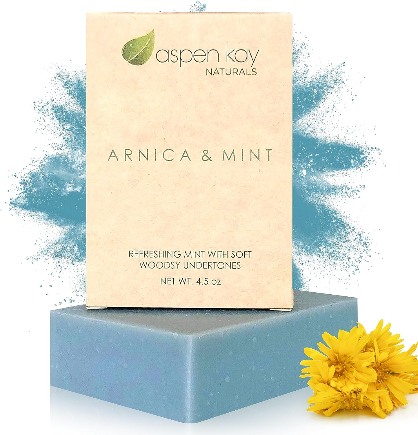 Aspen Kay Naturals Arnica and Mint Soap, Vegan, Olive Oil, Shea Butter, Coconut Oil, Essential Oils, Palm Oil, Cold Processed. for All Skin Types, Sensitive Skin, MADE in the USA (1 Pack) image number 3