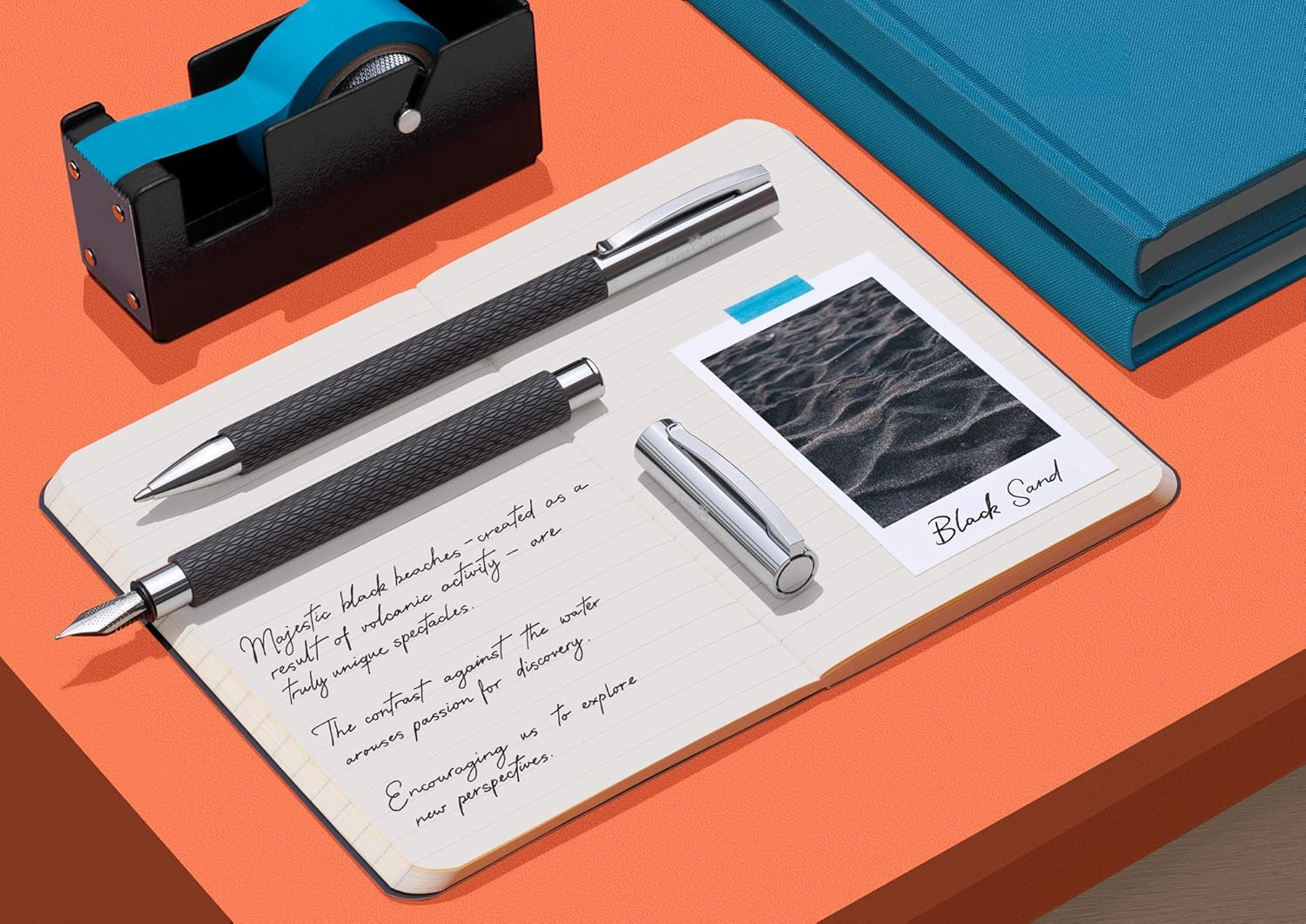 Faber-Castell Ambition Opart 147050 Fountain Pen Black Sand Nib Width M Includes Gift Packaging image number 2