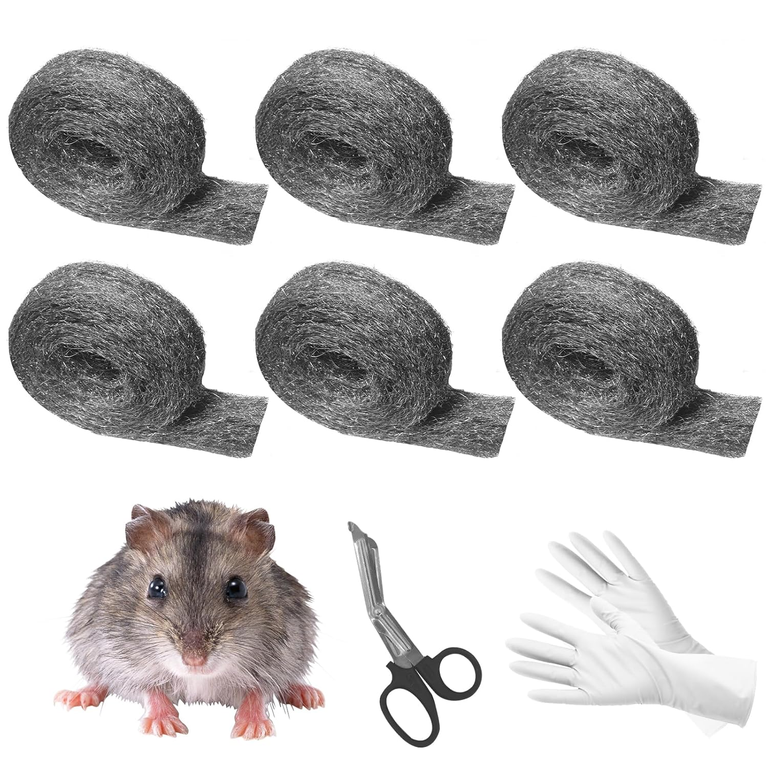 Steel Wool Mice Control 6PCS, 5Cm*30M Steel Wool 0000 Garage Door Rodent Guard Rodent Control Fill Fabric for Wall Cracks Holes Vents in Garden/Garage/House(6 Rolls, 30M) image number 4
