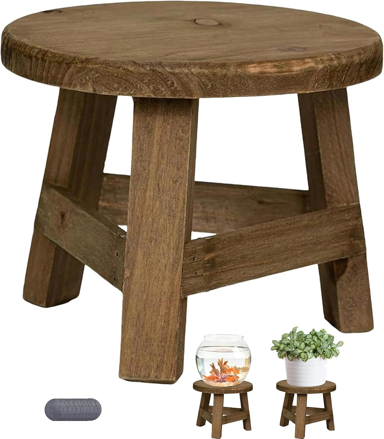 Wooden Plant Stand,Mini Display Elevator, Farmhouse Greenery Holder, Small Natural - Material Stool for Home & Garden image number 4