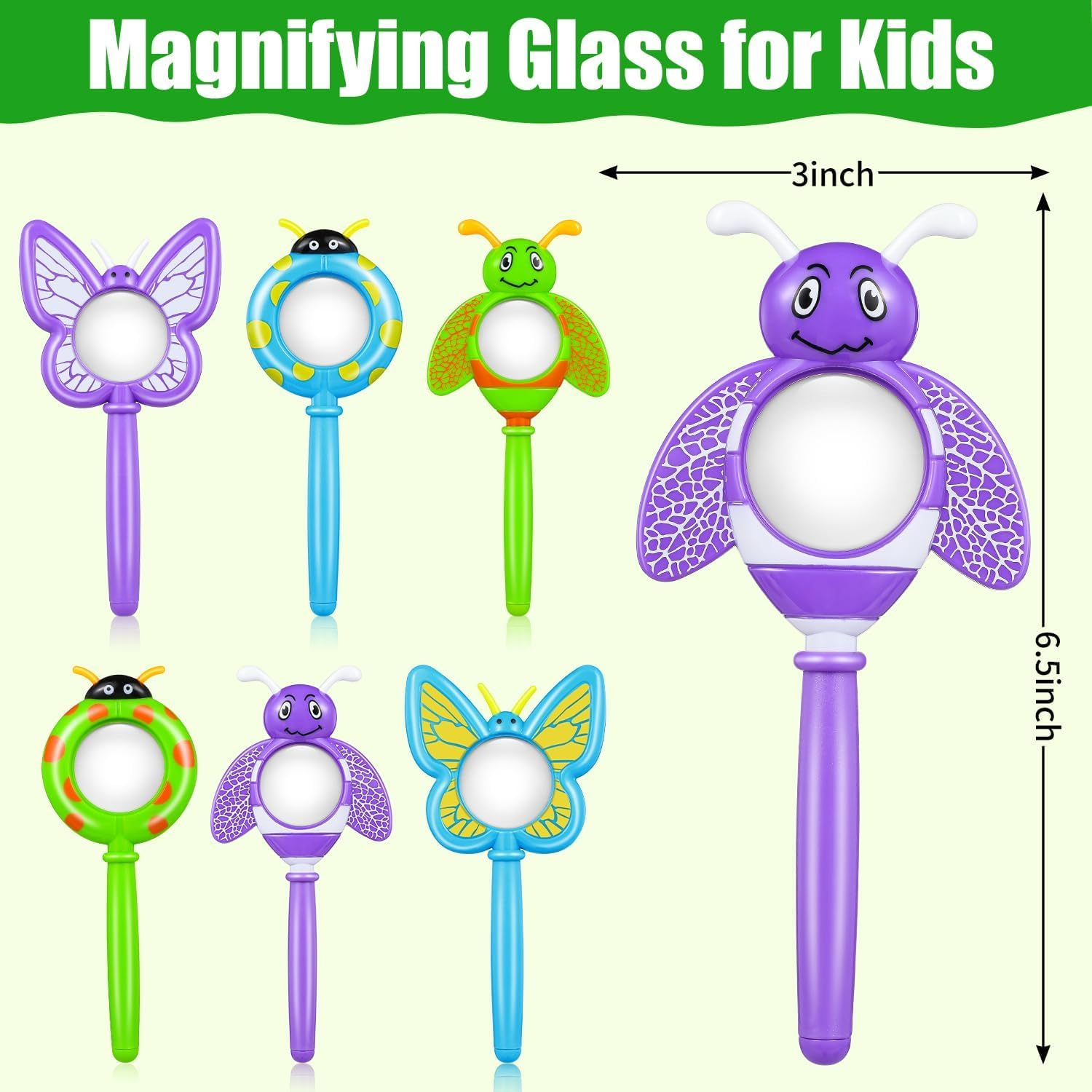 3Pcs Bug Magnifier for Kids, Handheld Butterfly Bee Ladybug Magnifying Glass, Kids Insect Magnifying Glass for Boys and Girls Gift Outdoor Activities image number 5