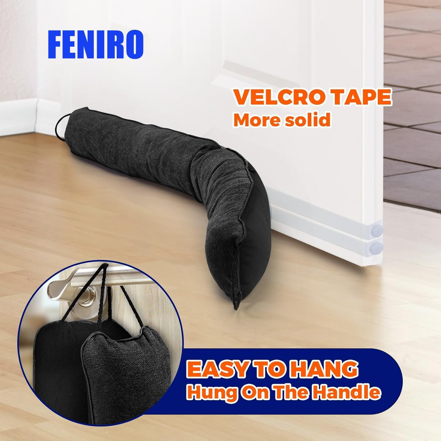 Door Draft Stopper, Wind and Dust Protector, Temperature Retainer, Insect Blocker, Space-Saving Design, Ideal for Home and Office Use (Grey)