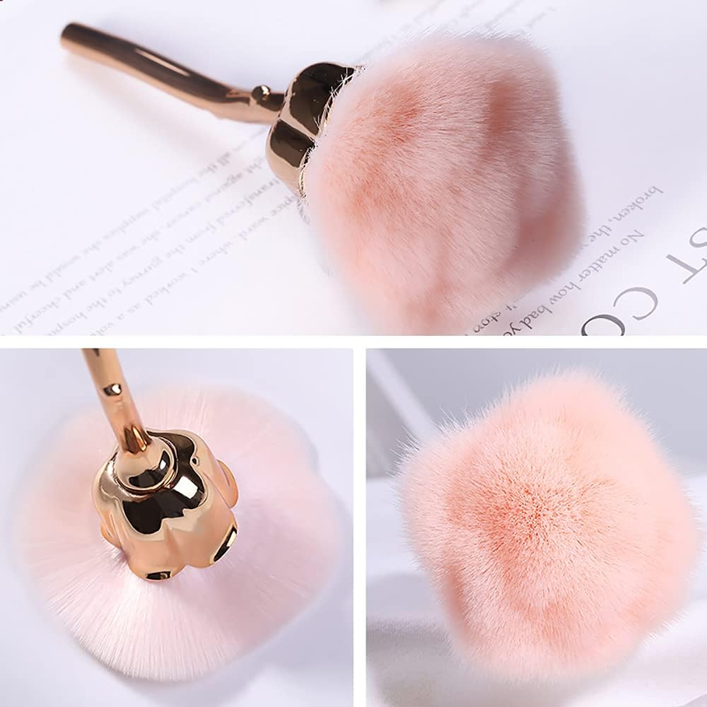 Kuaoyoja Nail Art Dust Powder Remover, Pink Rose Soft Brush Acrylic Nail Arts Manicure Dust Cleaner Brush for Nail Trimming Cleaning Makeup Brush Tools (Pink) image number 3