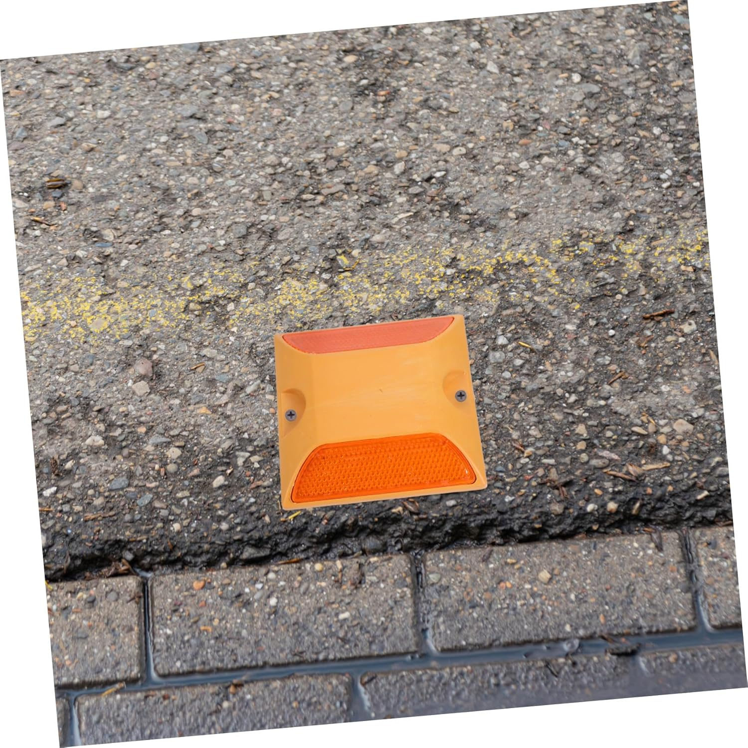 Cabilock 4Pcs Reflective Pavement Markers Yellow Dual-Sided Plastic Road Studs Traffic Reflectors for Driveways Highways and Sidewalks - Multi 1 image number 2