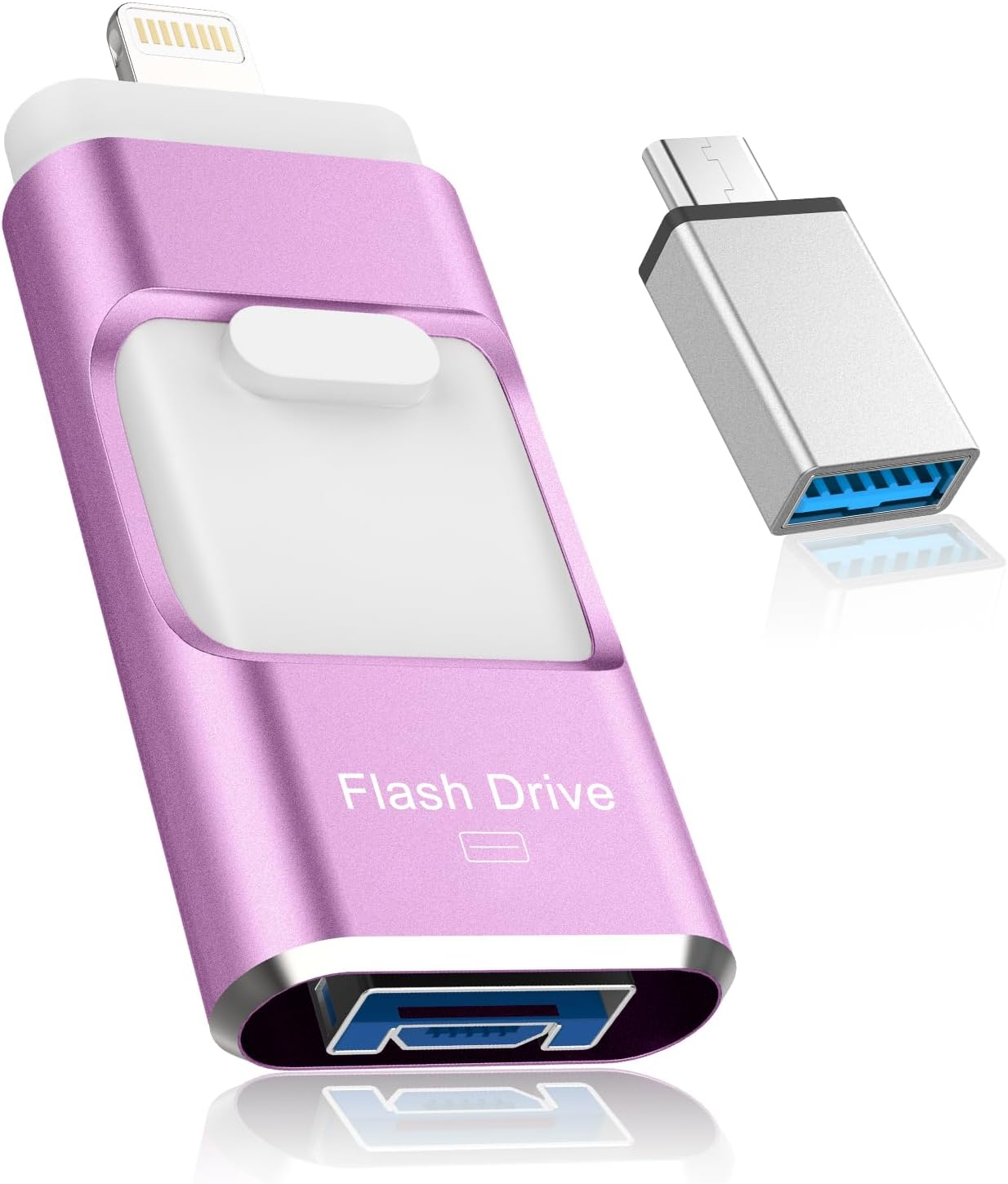 4 in 1 USB Flash Drive for Iphone, 512GB USB Memory Stick for Data Backup, High Speed Transfer USB 3.0 Stick External Storage, USB Stick Thumb Drives Compatible for Iphone/Ipad/Pc/More Devices(Pink) - Black image number 2