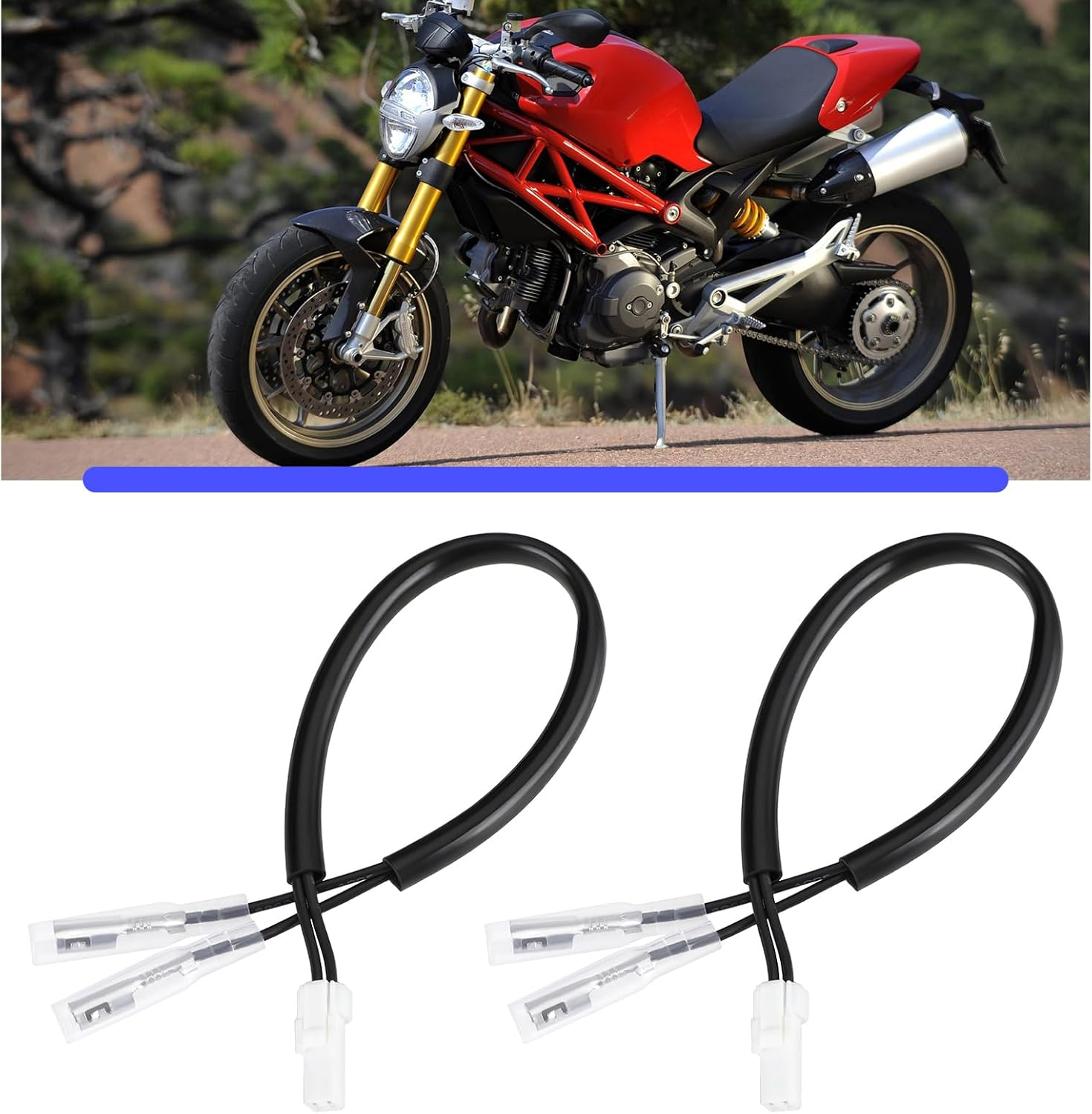 2Pcs Motorcycle LED Indicator Adapter Cable Harness Compatible with Ducati image number 4
