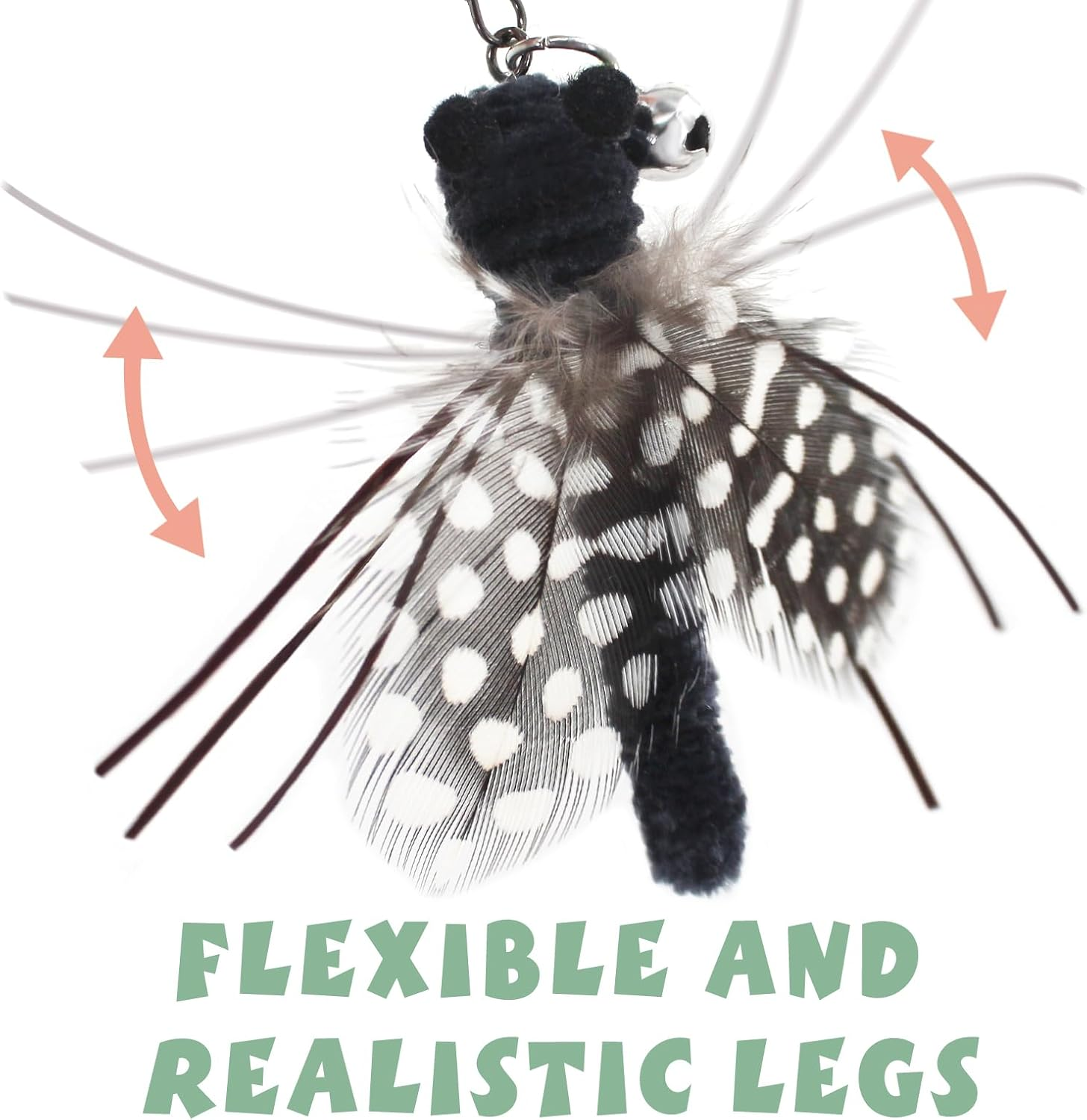 SONGWAY Cat Toy Wand Replacement - 6 Feather Wings Insect Cat Toys, Cat Feather Toy Refills, Cat Teaser Wand Attachments, Interactive Cat Toys for Indoor Cats - 6Feather Wings image number 2