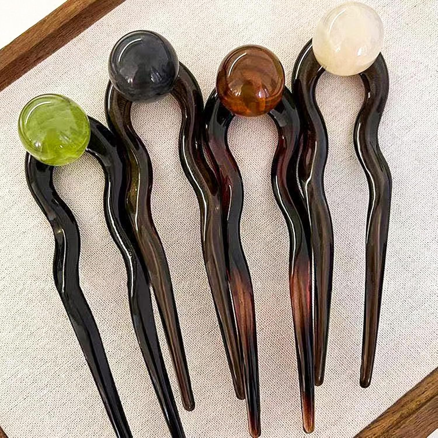 4 Pcs French Hair Pins - U Shaped Pearl Hairpins for Women, Elegant Hair Clips for Thick/Thin Hair, Perfect for Bun Chignon Roll Hairstyles image number 3