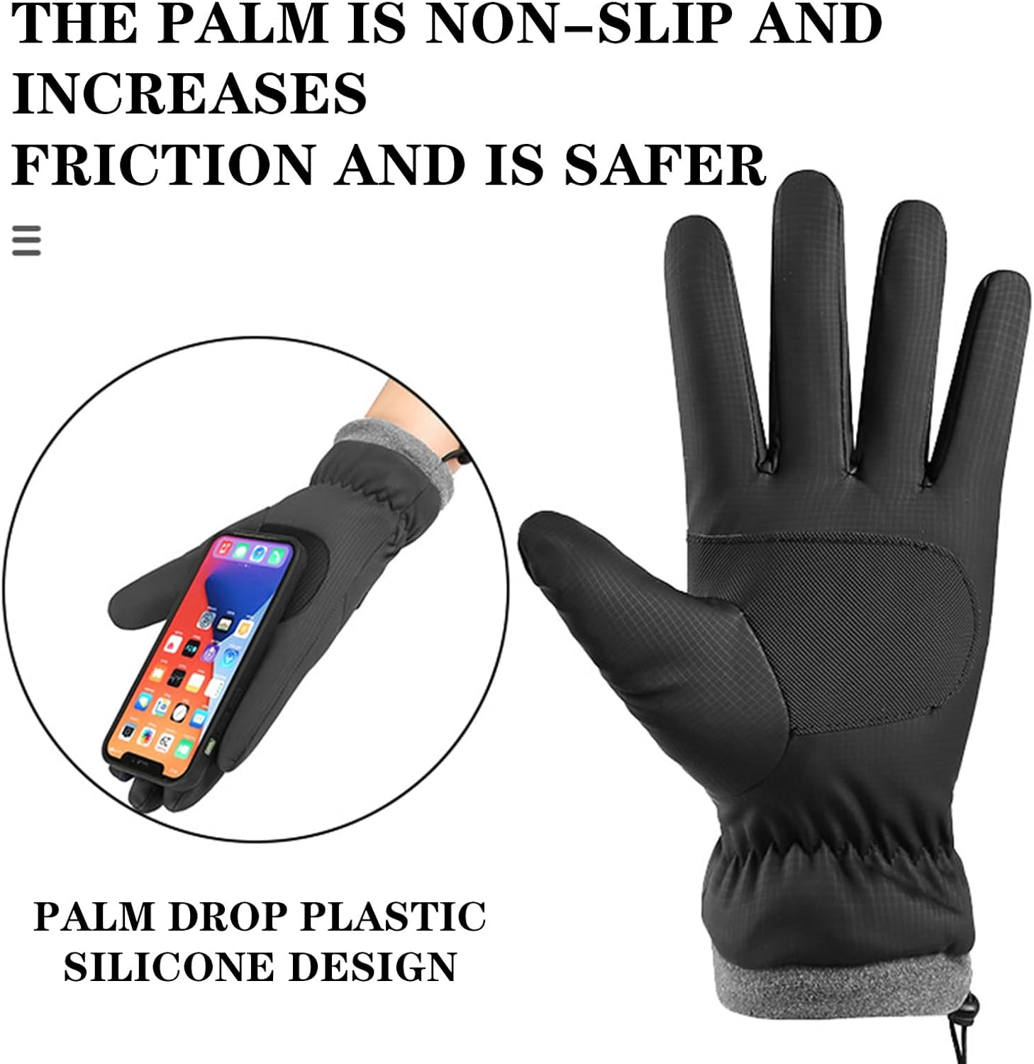Winter Thermal Gloves for Men and Women, Waterproof Windproof Touchscreen Ski Gloves with Anti-Slip Grip for Running, Cycling, Hiking, Snow Shoveling and Cold Weather Activities image number 5