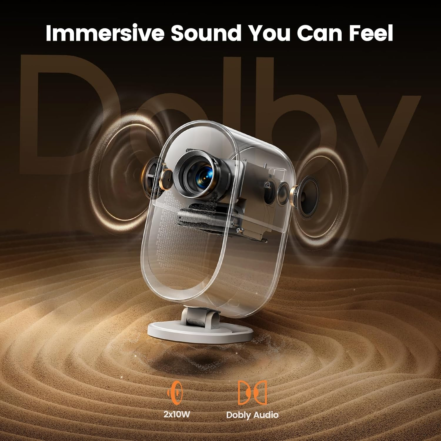 [AI Screen Adjustment/Dolby Audio] Projector 4K Support,700 ANSI Auto Focus/Keystone Portable Projector,Iwimius 1080P Full HD Enclosed Optical Engine Projector for Home Theater/Outdoor Movie/Iphone image number 3