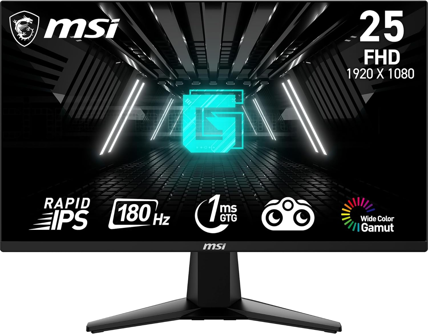 MSI G255F 24.5 Inch FHD Gaming Monitor - 1920 X 1080 Rapid IPS Panel, 180 Hz / 1Ms (Gtg), 99% Srgb Colour Gamut, Adaptive-Sync - DP 1.2A, HDMI 2.0B CEC image number 4