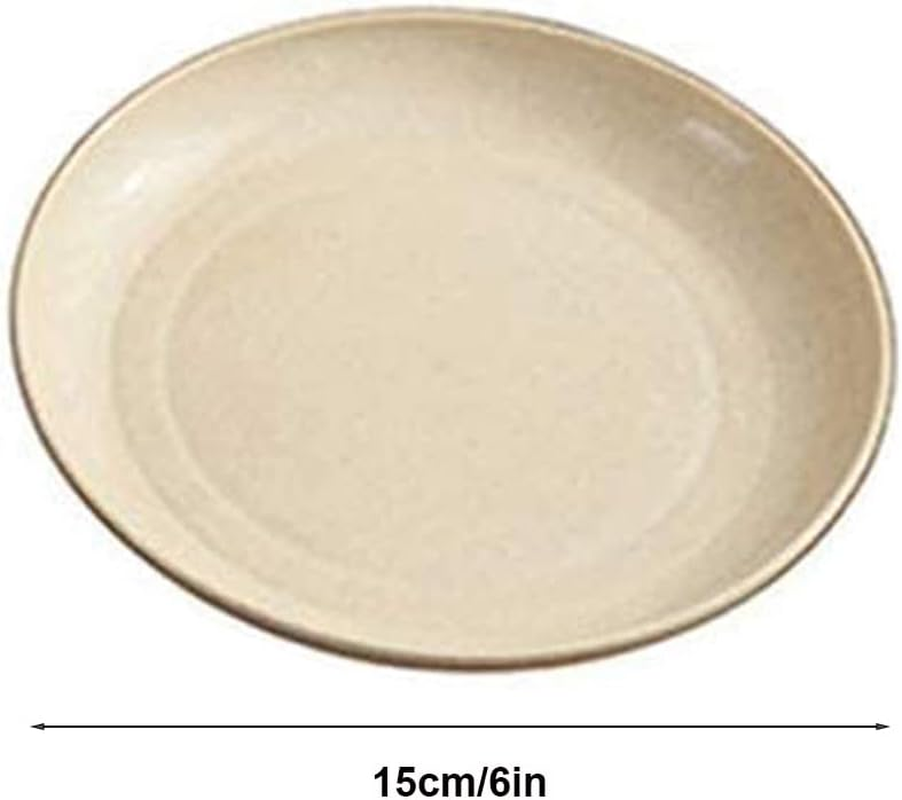 ZGWANSUI 15Cm Wheat Straw Appetizer Plates, Unbreakable Small Dessert Plates Set of 5, Lightweight round Dishes Tableware, Reusable Flat Dinner Platters for Snack, Fruits, Noodles (Beige) image number 2