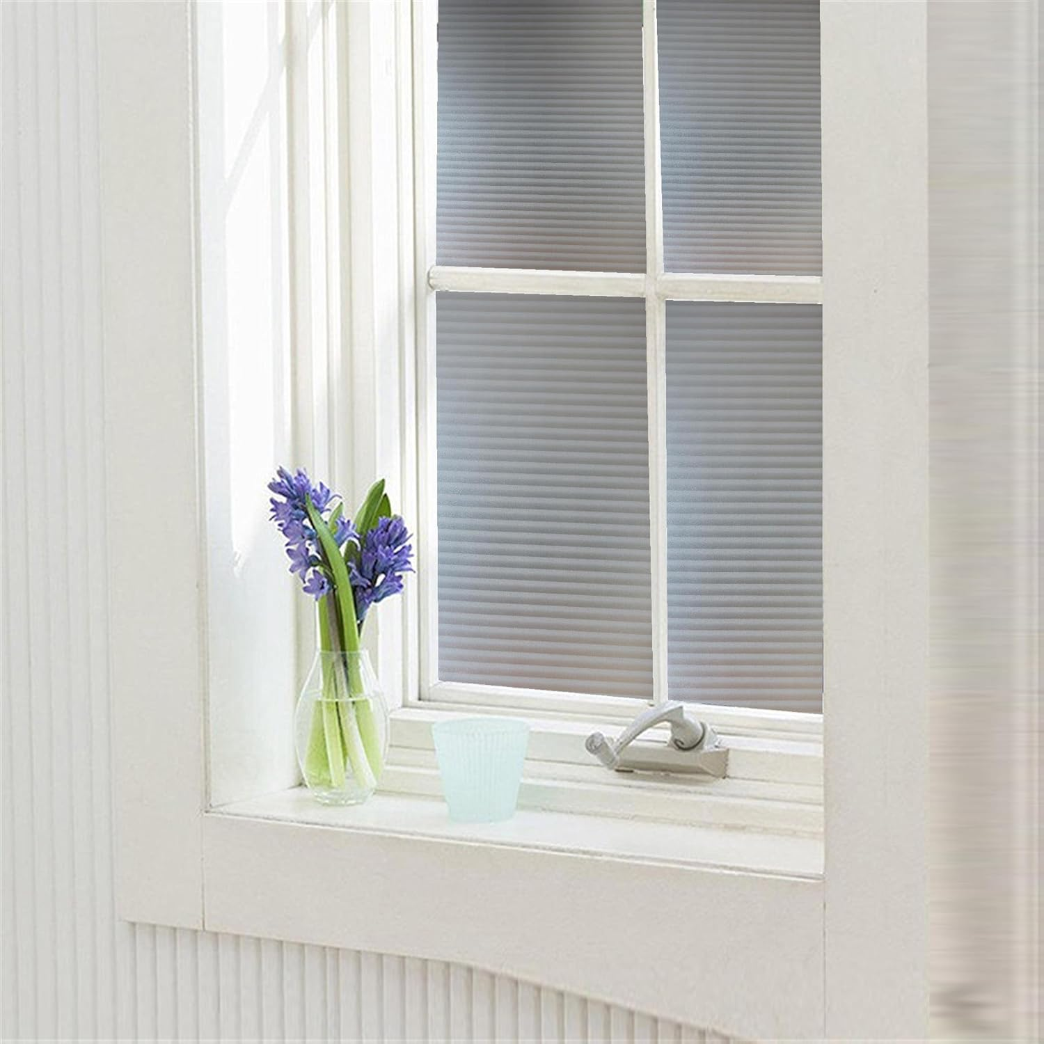 Arthome Window Film Privacy Film 45X254Cm Louver Frosted Decorative No Glue Self Static Cling anti UV Removable for Home Living Room Bedroom Bathroom Kitchen Office image number 1