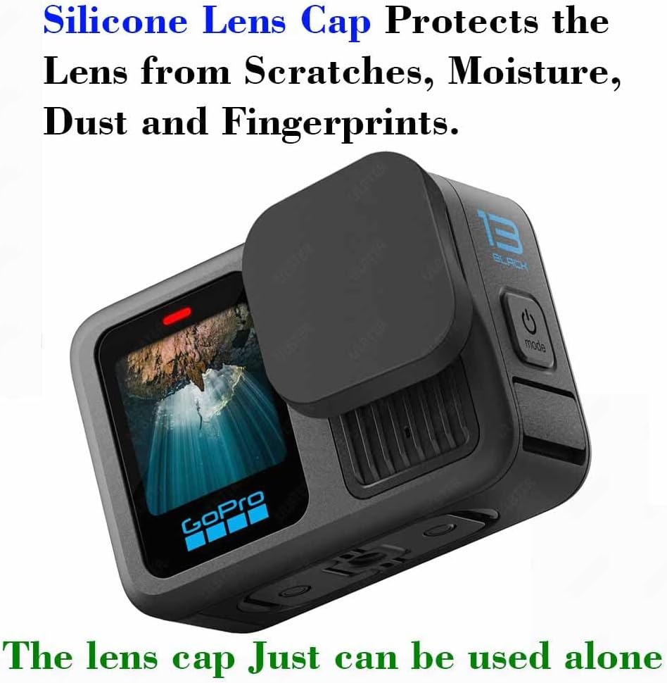 ULBTER Accessory Appliable for Gopro Hero 13 Hero13 Black, Lens Screen Protector +Battery Door Dustproof +Rubber Case Sleeve+Lanyard + Lens Cap Cover + Lens Cap Keeper Protective Case image number 3