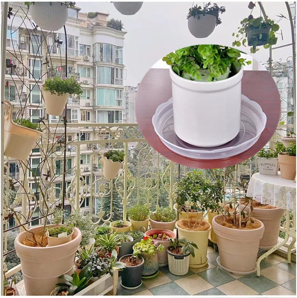 Clear round Plant Saucers,Granmagazz 10 Pacs Plastic Plant Tray,Drip Tray for Indoor Pot Plants Plant Base Saucer for Plant Pots Ideal as Plant Drip Tray (20Cm) image number 2