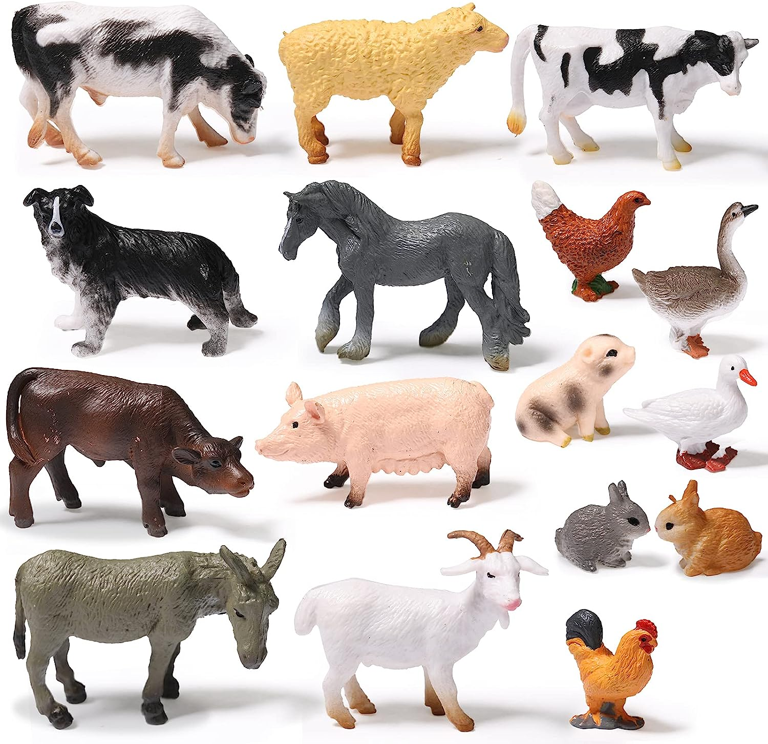 16 Pieces Farm Animal Figures Toys Realistic Jungle Farm Animal Figurines Mini Learning Educational Playset Cake Topper Ornaments for Easter Egg Fillers Birthday Christmas Animal Themed Party Supplies image number 5