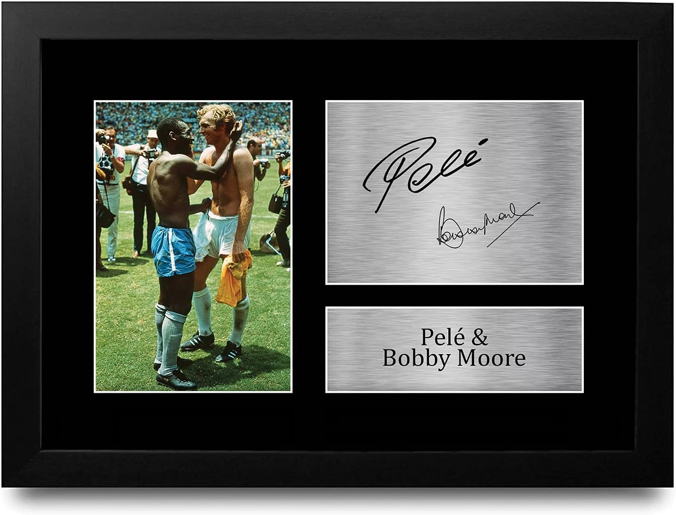 HWC Trading FR A4 Pele & Bobby Moore Iconic Footballers Gifts Printed Signed Autograph Picture for Football Fans and Supporters - A4 Framed image number 2