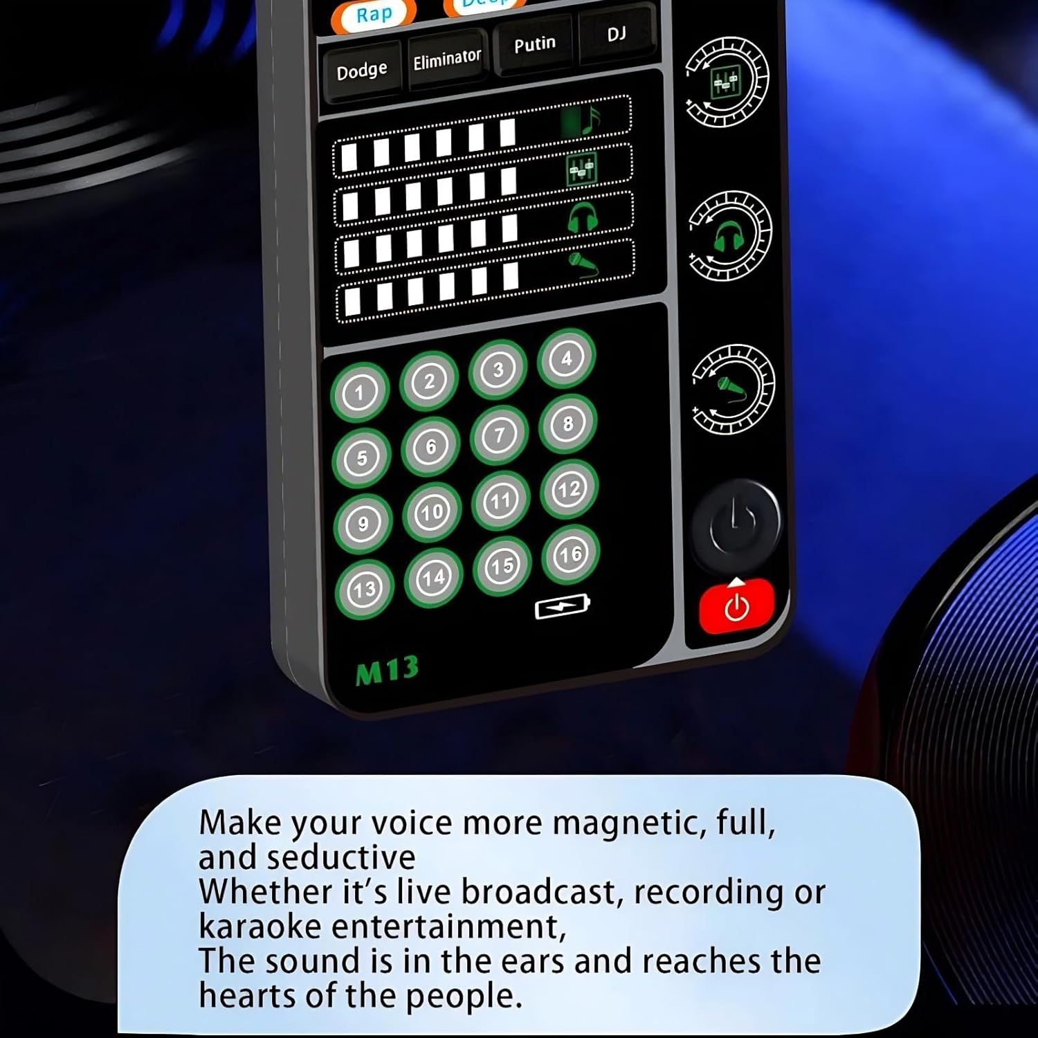 Gaming Mixer with Voice Changer Voice Changer with Voice Changer, Portable Handheld Microphone for Live Streaming Singing and Gaming, Cool Appearance and Multiple Connection Options DJ Mixers image number 1