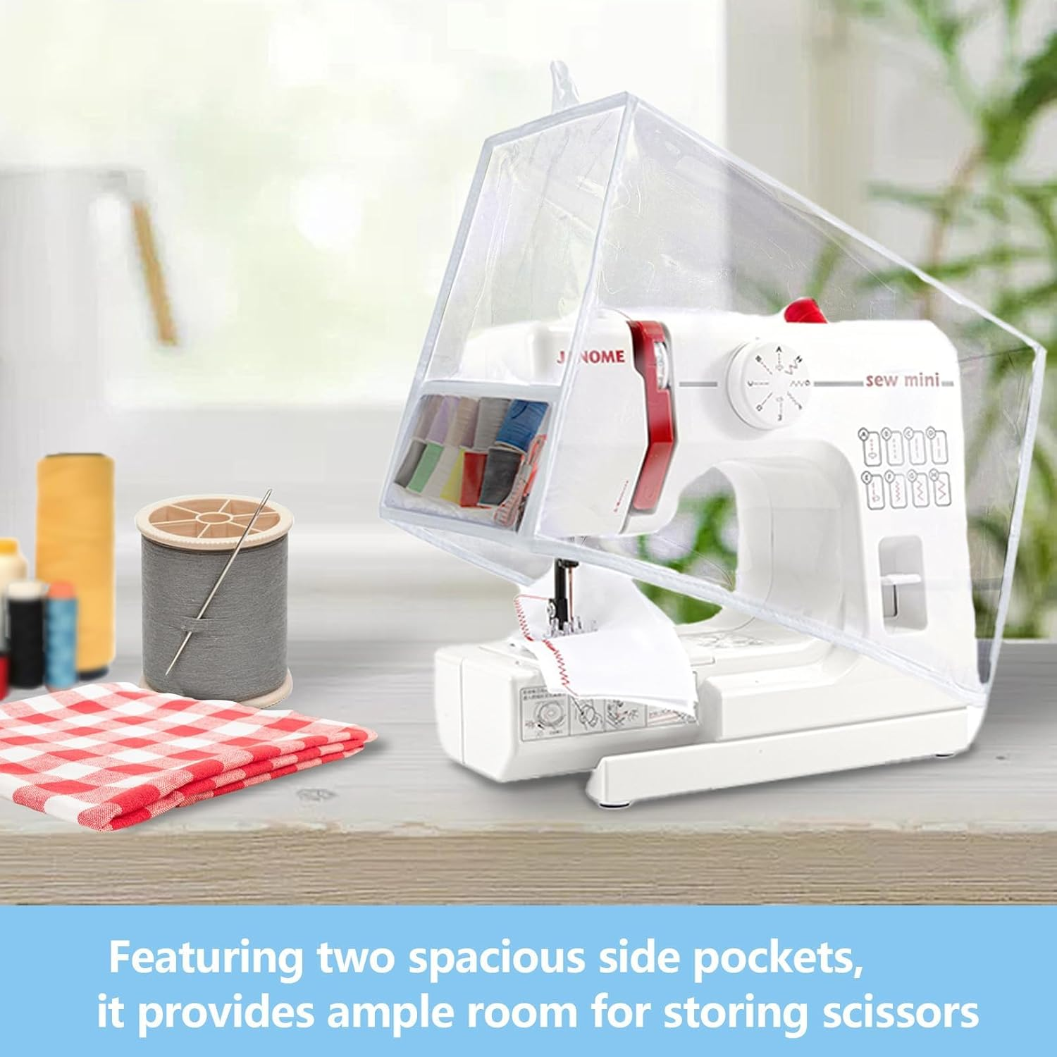 HDBHBH Sewing Machine Cover, Transparent Plastic Dustproof, Resistant Protective Quilted Carrying Covers Accessories, Universal for Most Standard Machine