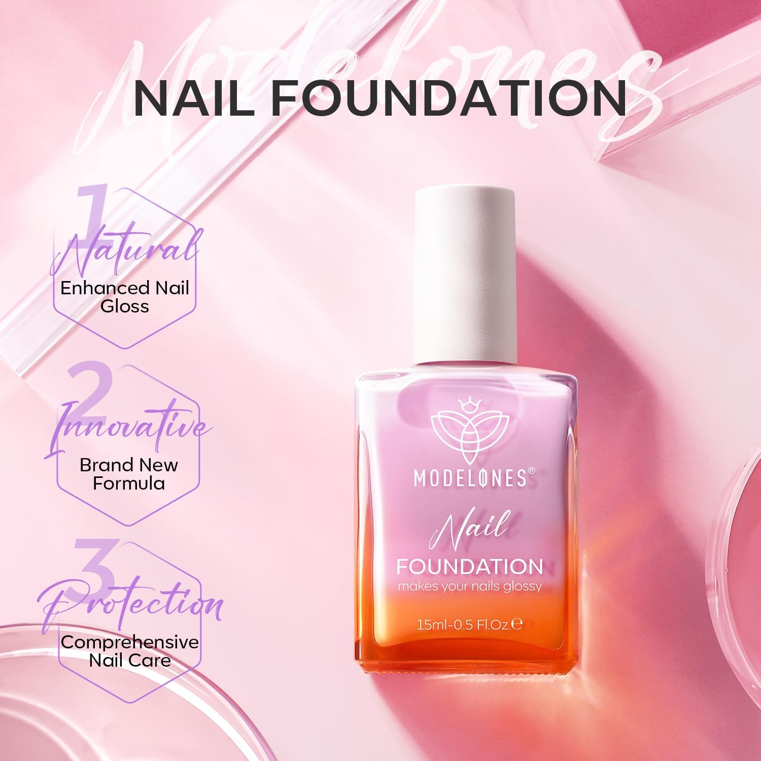 Modelones Nail Strengthener Jelly Purple Nail Repair for Damaged Nails Strengthening Polish 15Ml Nail Growth and Strengthener Natural Concealer Foundation Nail Care Gifts for Women