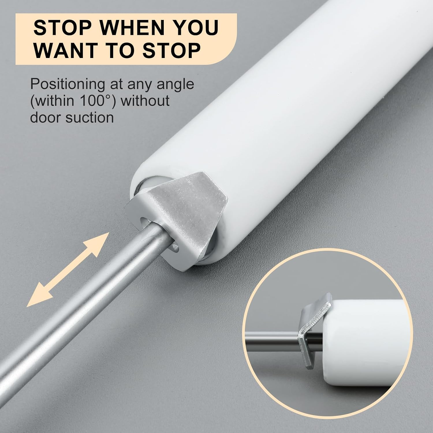 CASONNIK Door Closer,White,Standard Duty Pneumatic Screen and Storm Door Closer image number 4