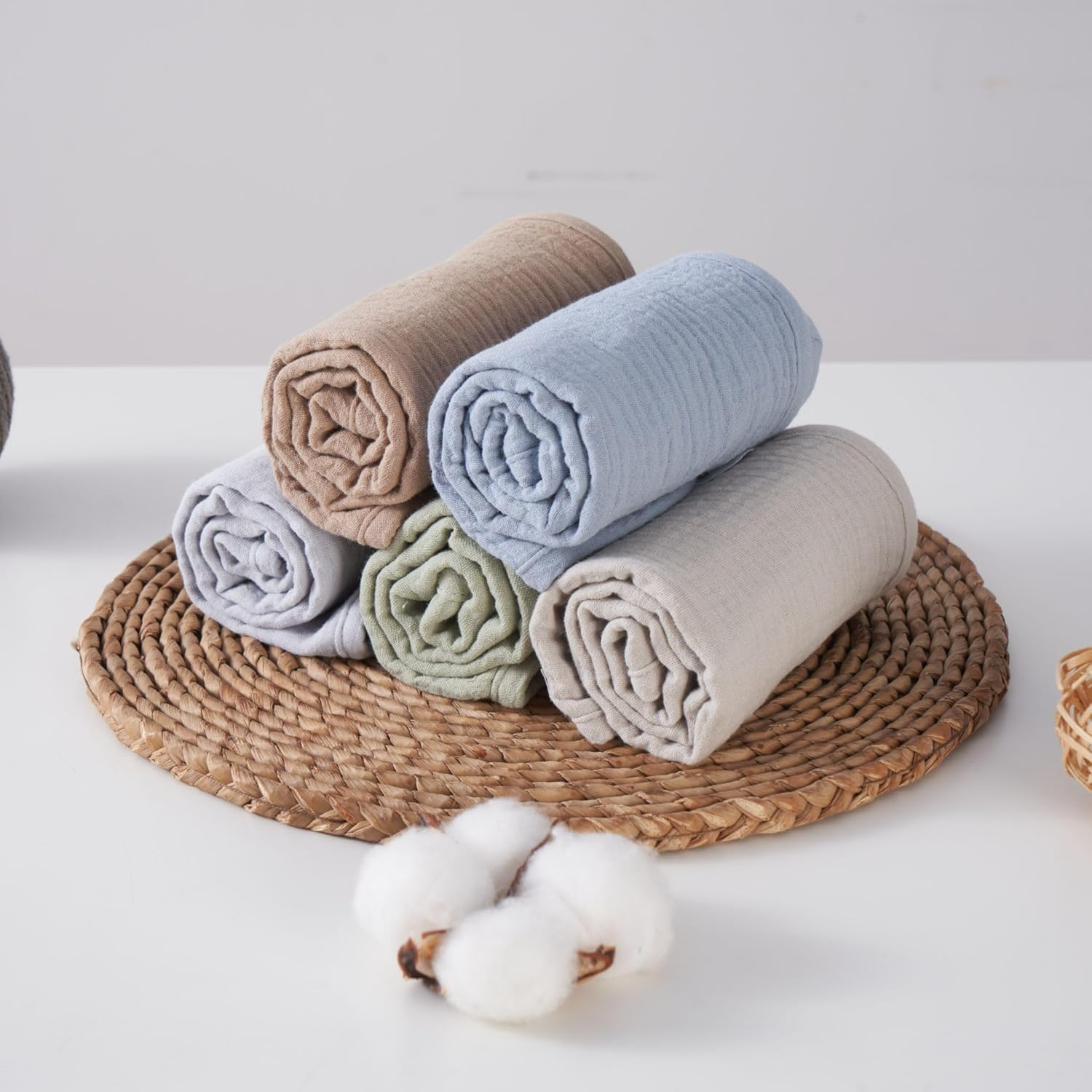 5-Pack Organic Cotton Muslin Burp Cloths - Makeshift Baby Bibs - Milk Spit up Rags - Reusable Wipes - Newborn Essentials - 48Cm X 25Cm (Earth and Sky)