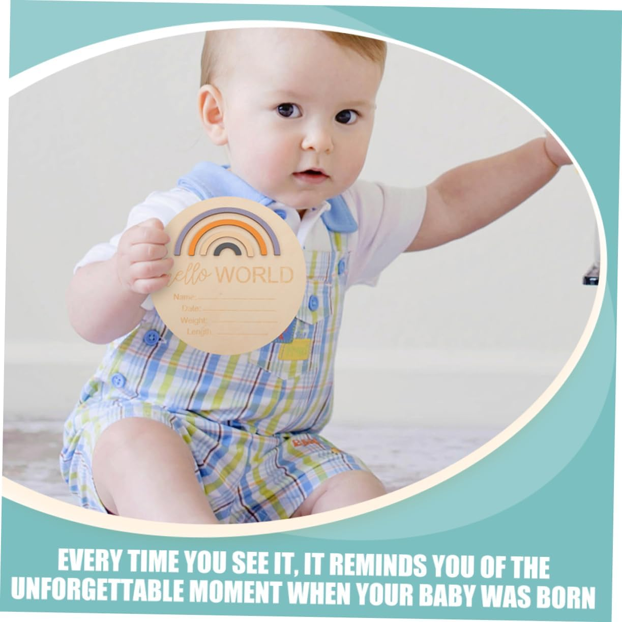 2Pcs Milestone Cards for Newborns Rainbow Wooden Announcement Signs Photo Props for Nursery Decor for Capturing Special Moments image number 1